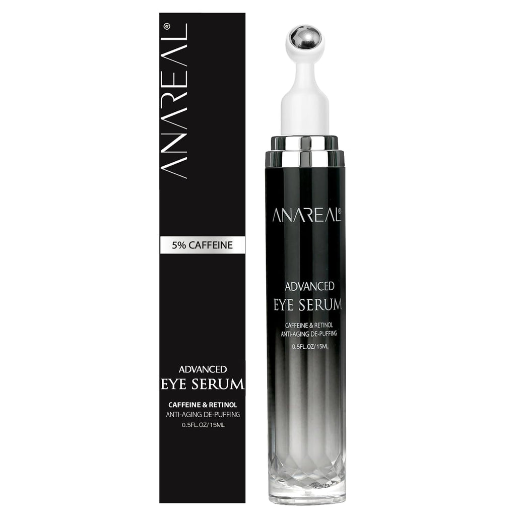 ANAREAL Eye Bags Treatment for Men: Eye Cream for Dark Circles Caffeine Eye Cream Eye Roller for Puffy Eyes Puffy Eyes Treatment