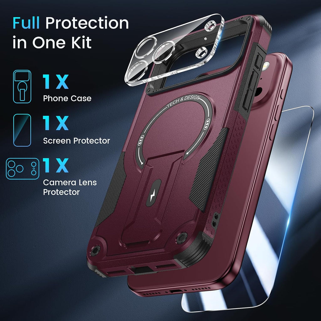 Magnetic for Iphone 18 Pro Max Case with Stand, Screen & Camera Protector