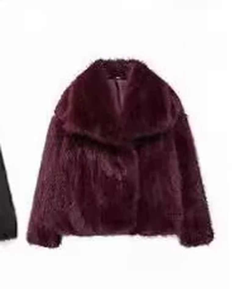 Winter Plush Coat Fashion Warm Thicken Fluffy Lapel Jacket Outwear Casual Long Sleeve Tops Womens Clothing