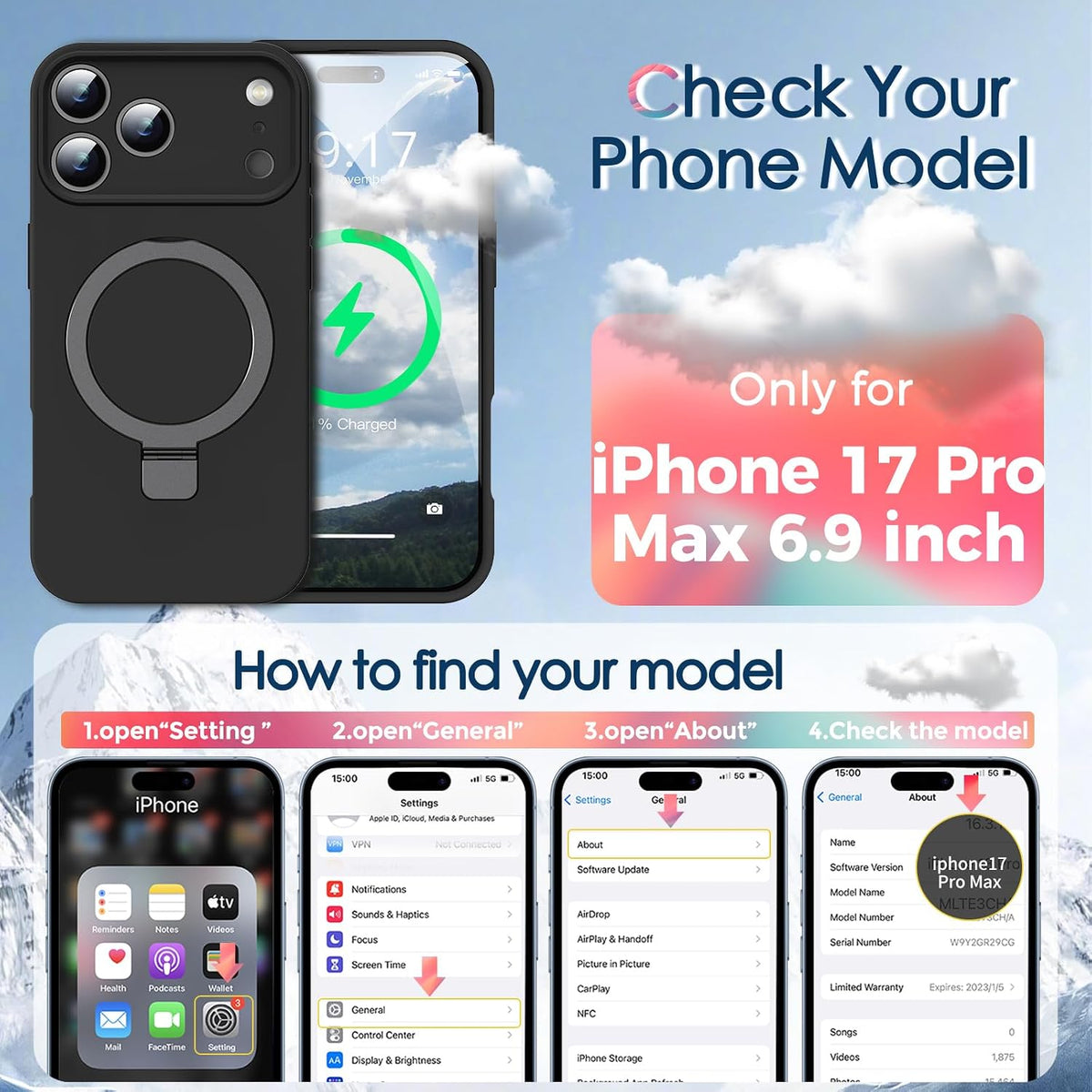 Silicone Case for Iphone 18 Pro Max/Iphone 17 Pro Max with Magnetic Stand