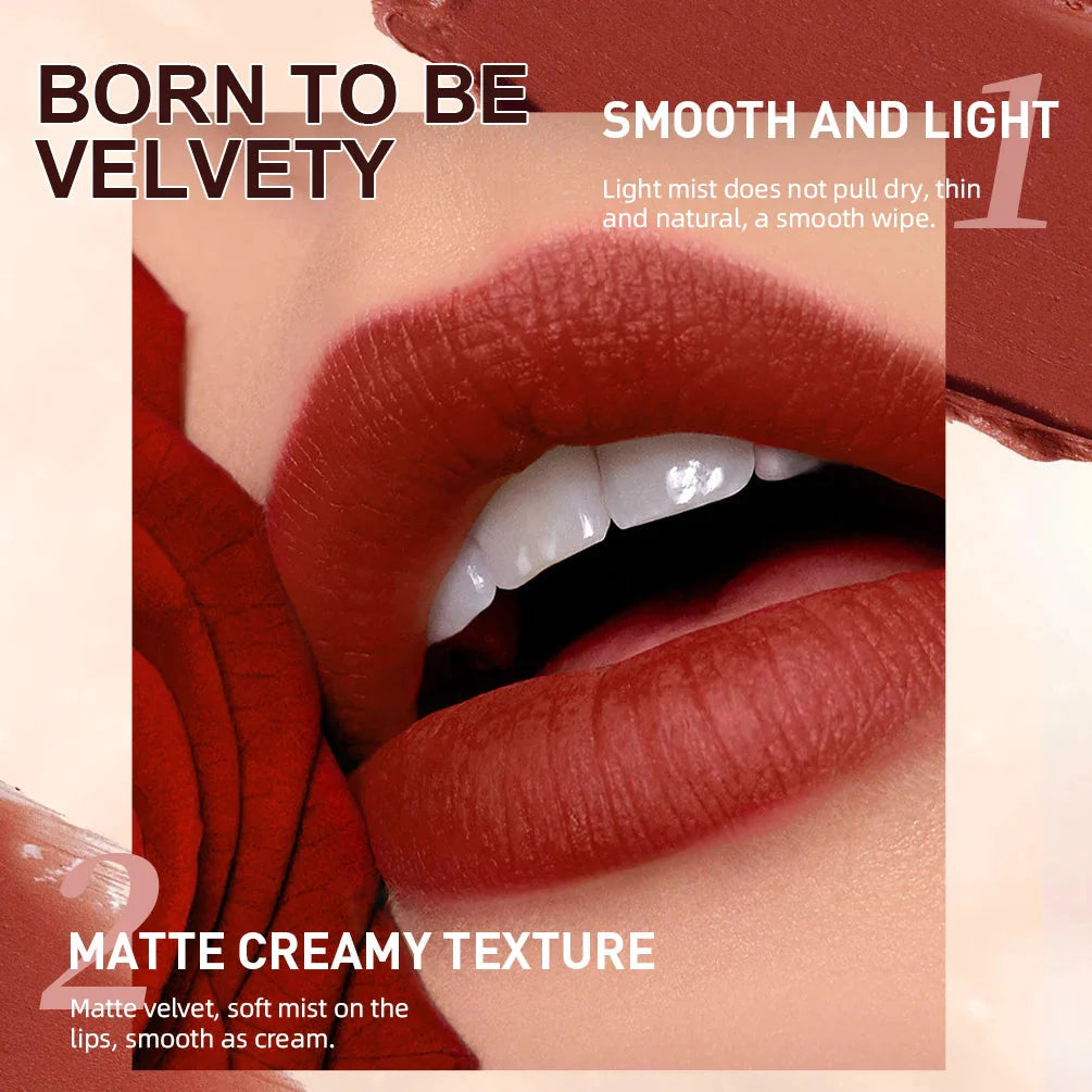 QIBEST 2Pcs Lipstick Lipliner Pen Set Matte Nude Lip Liner Pencil Waterproof Long Lasting Lipstick Pen Contour Makeup for Women