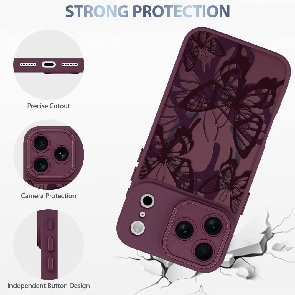 Case for Iphone 18 Pro, Butterfly Pattern - Red