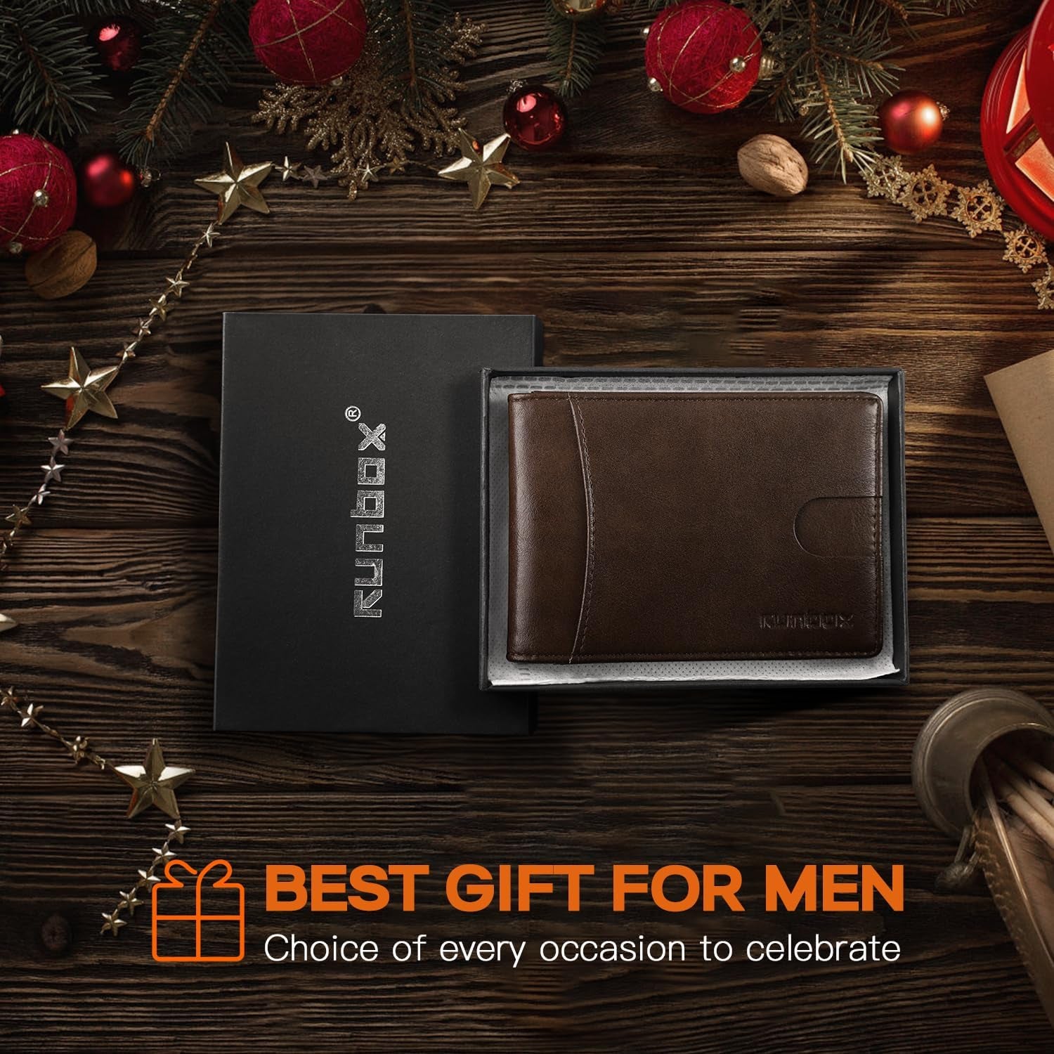 Slim Wallet for Men Genuine Leather RFID Blocking Bifold Minimalist Front Pocket Mens Wallet with Money Clip Thin Gift Box