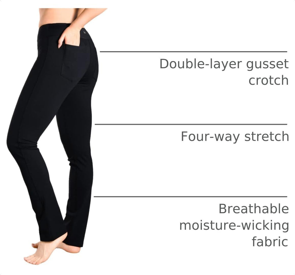 Women'S Petite/Regular/Tall Straight Leg Yoga Pants, Slim Fit Stretch Pants for Everyday, Travel & Casual Wear