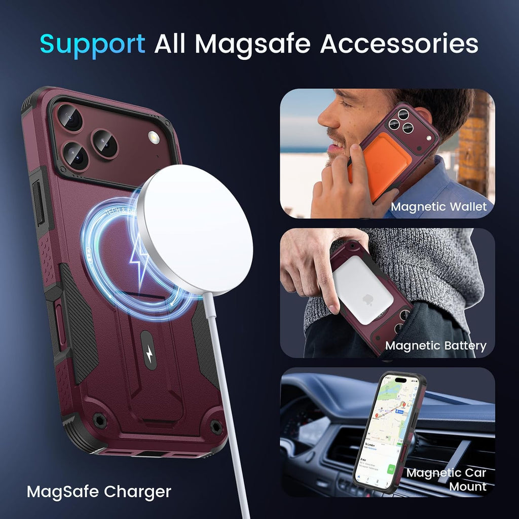 Magnetic for Iphone 18 Pro Max Case with Stand, Screen & Camera Protector