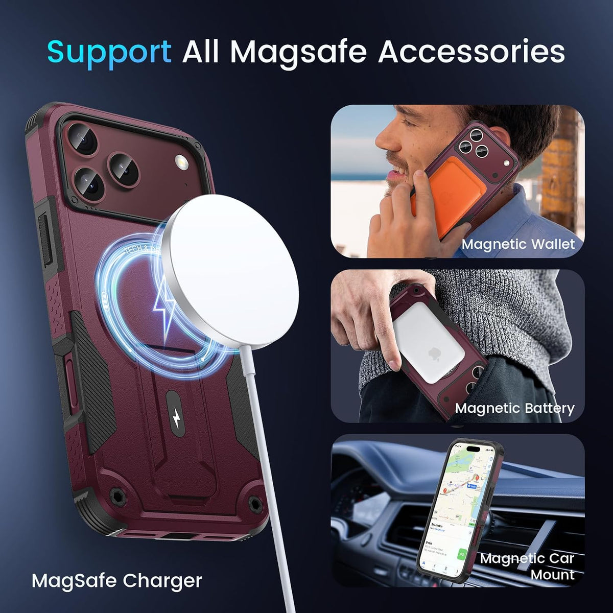 Magnetic for Iphone 18 Pro Max Case with Stand, Screen & Camera Protector