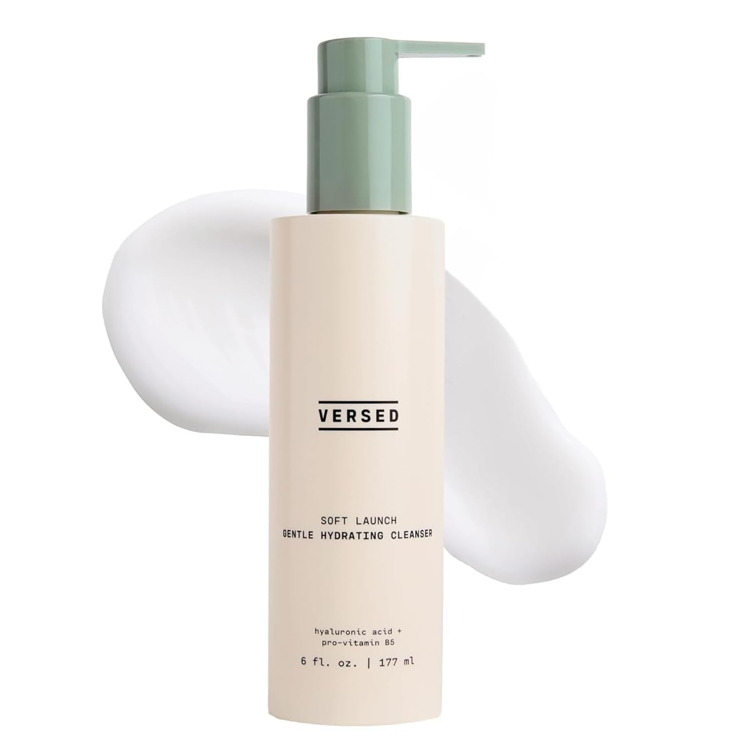 Versed Gentle Hydrating Facial Cleanser - Cream Face Cleanser with Hyaluronic Acid & Aloe Leaf Juice - Fragrance-Free Face Cleanser for Dry Skin