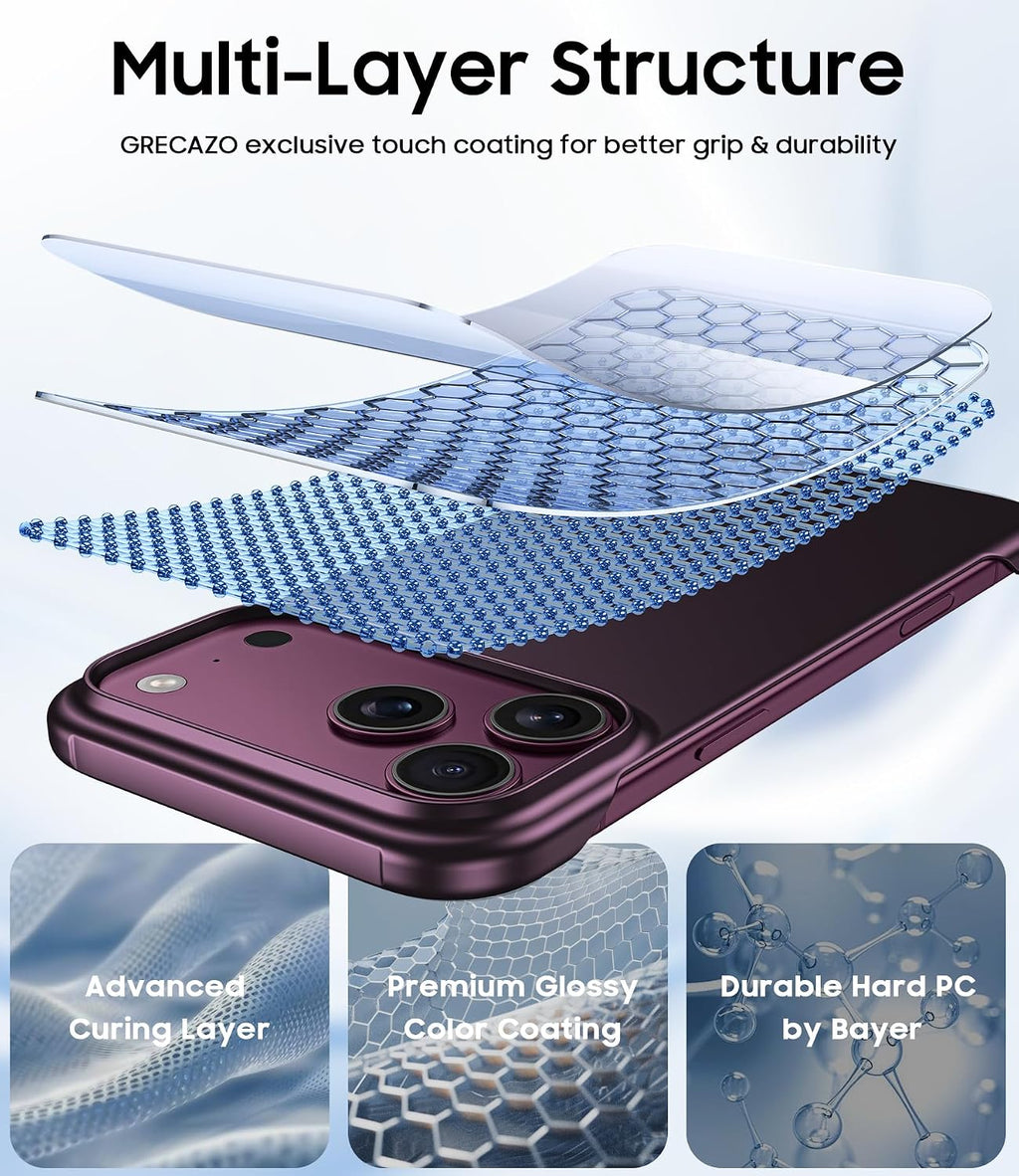 Frameless Case for Iphone 18 Pro Max, Ultra Thin,Burgundy