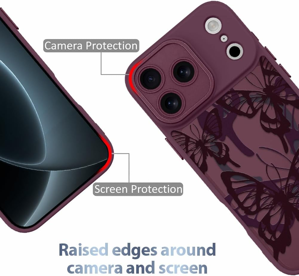 Case for Iphone 18 Pro, Butterfly Pattern - Red