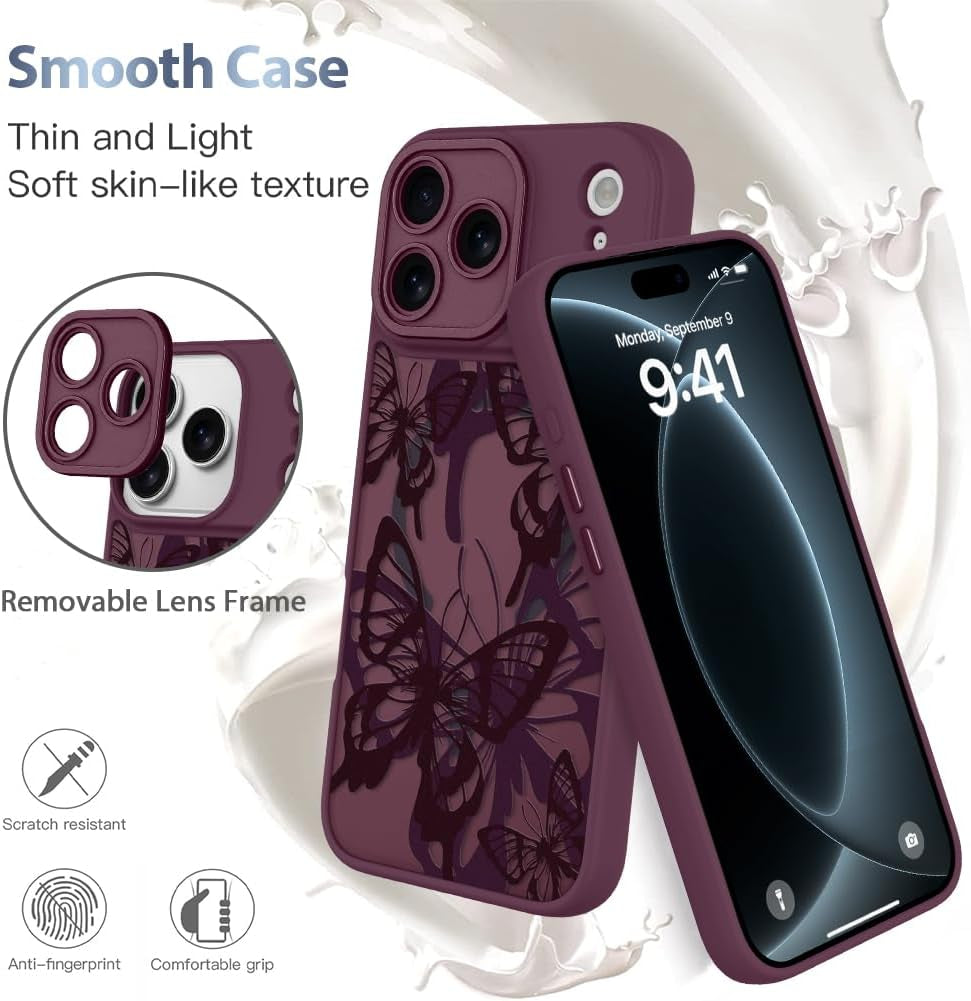 Case for Iphone 18 Pro, Butterfly Pattern - Red