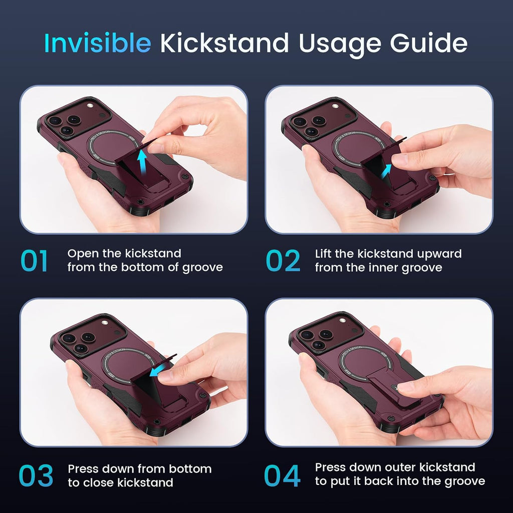 Magnetic for Iphone 18 Pro Max Case with Stand, Screen & Camera Protector